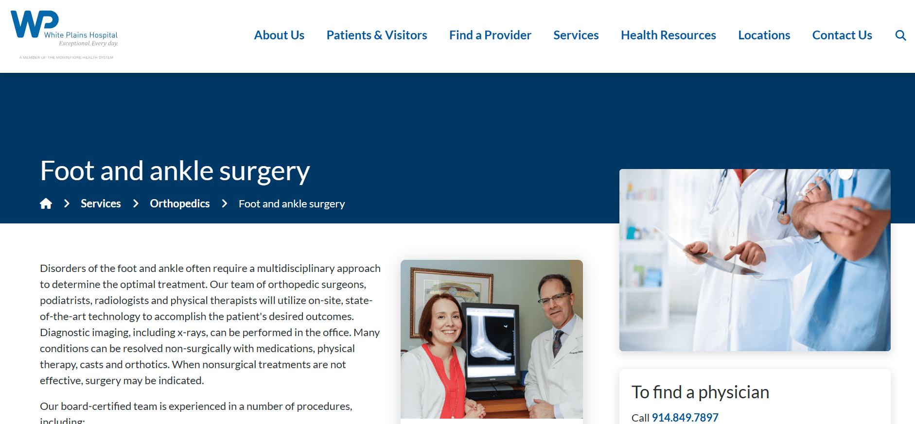 8. White Plains Hospital Foot & Ankle Surgery